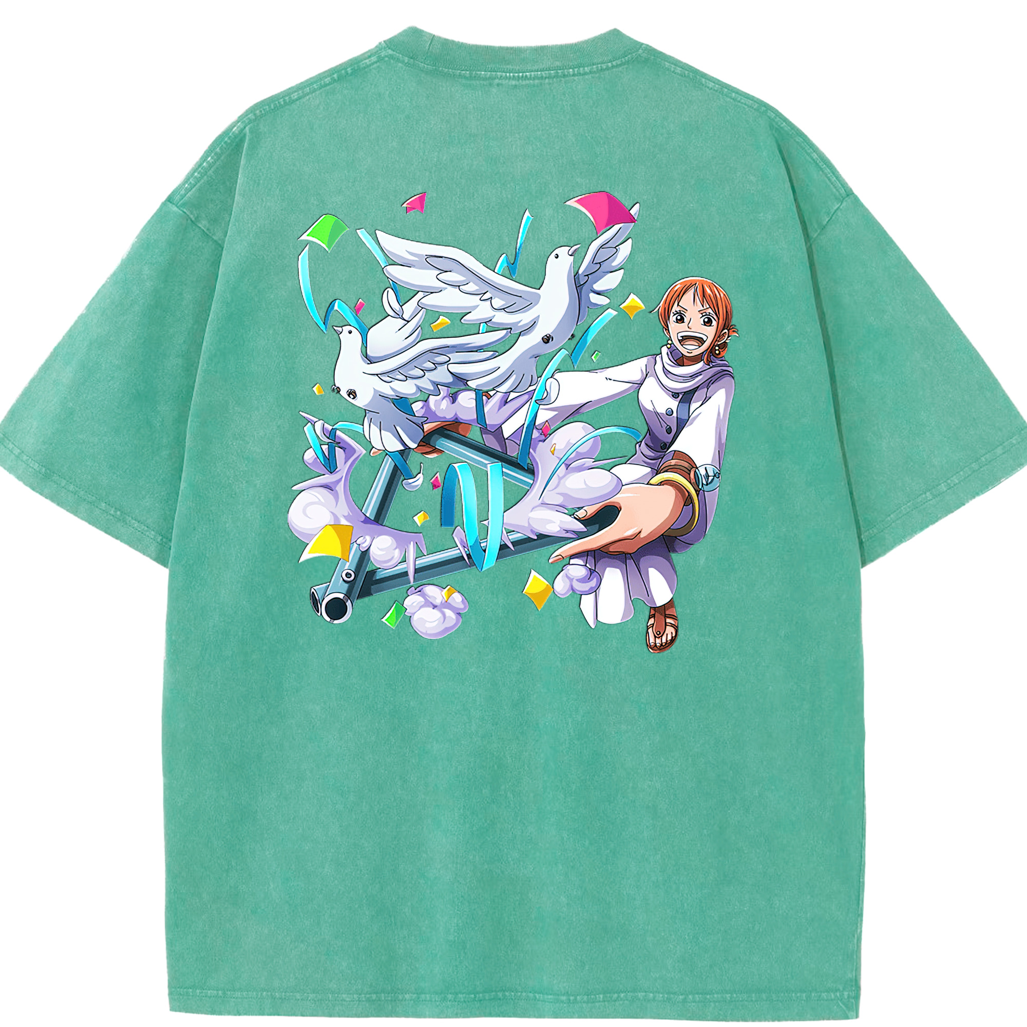ワンピース ナミ ONE PIECE Nami 綿100% ヴィンテージ風 半袖Tシャツ（背面プリント）
